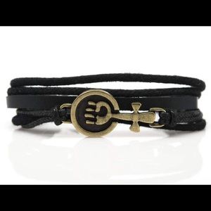 Feminist Fist Rope & Leather Adjustable Bracelet